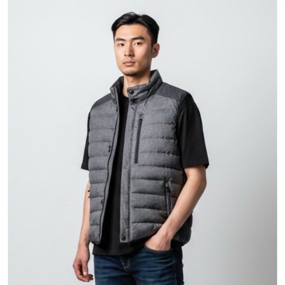 Prana Grahm Men's L 650 Down Puffer Vest Charcoal Gray EUC